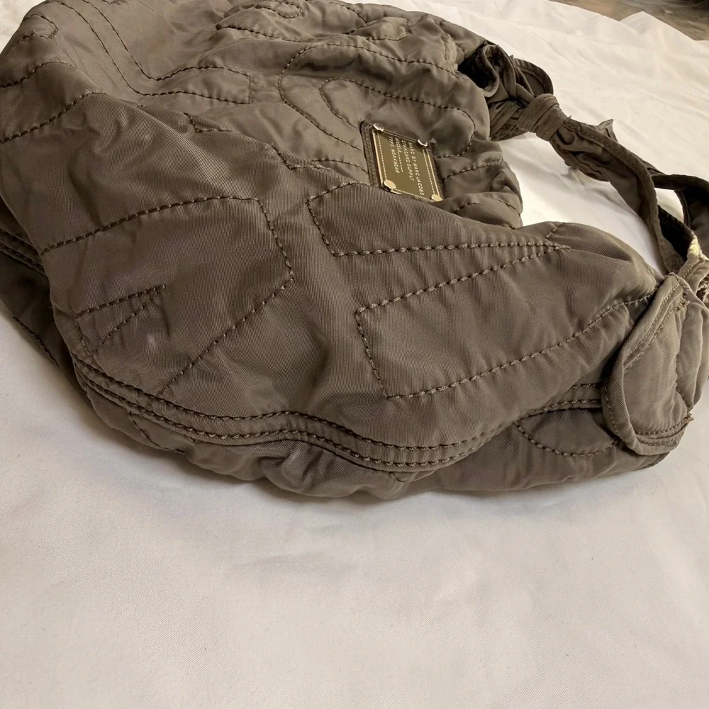 Marc by Marc Jacobs Standard Supply Workwear Nylon Quilted Hobo Bag Brown Olive